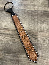 Tooled Leather Zip Up Tie