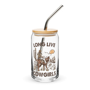 Long Live Cowgirls Can-shaped glass